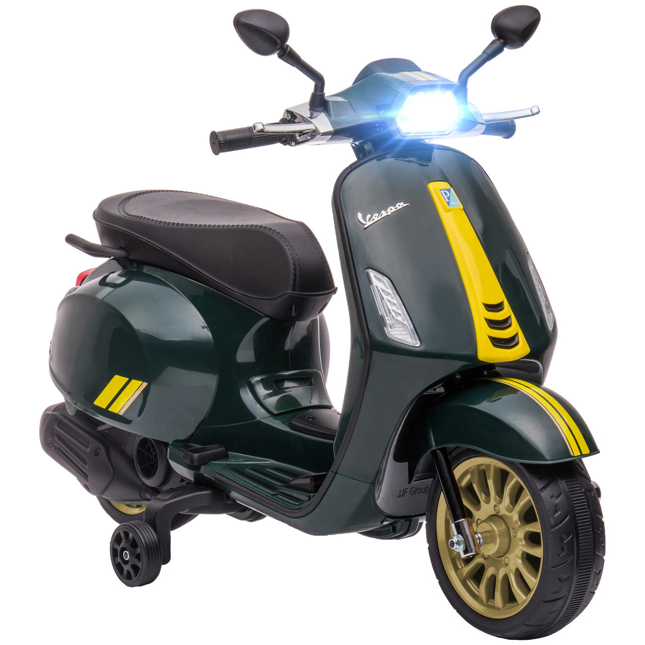 Kids Dark Green Official New Shape Vespa 12V Ride-on Moped