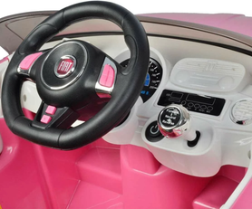 Girls 12v Licensed Fiat 500s Sit-in Pink Ride On Car + Remote Girls 12v Licensed Fiat 500s Sit-in Pink Ride On Car + Remote