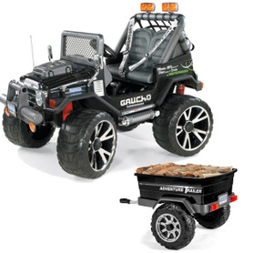 Children's 2 Seater Superpower Gaucho Peg Perego & Trailer Set