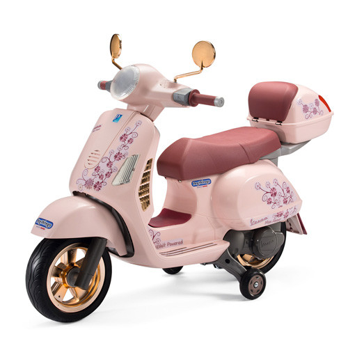 Girls Official Rose Gold Pink Vespa 12v Kids Sit on Moped Girls Official Rose Gold Pink Vespa 12v Kids Sit on Moped