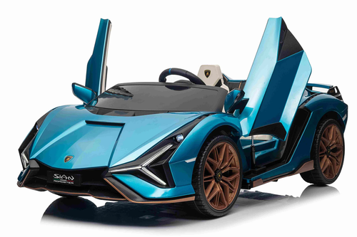 Blue 2 Leather Seat 24v Lamborghini Sian Kids Battery Supercar Blue 2 Leather Seat 24v Lamborghini Sian Kids Battery Supercar