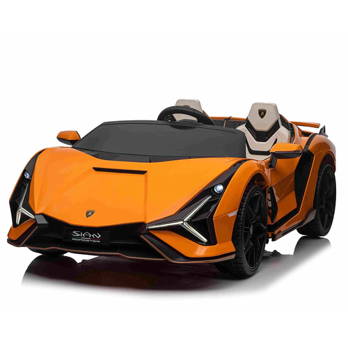 Kids Official Orange Lamborghini Sian 12v Battery 2 Seat Super-Car Kids Official Orange Lamborghini Sian 12v Battery 2 Seat Super-Car