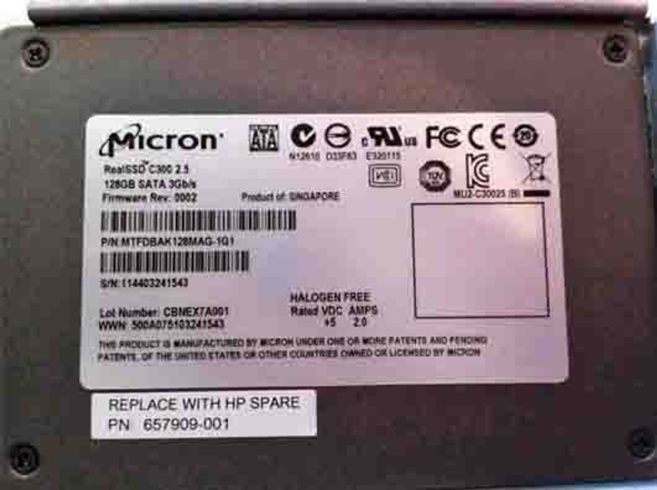 SPS-DRV HD 128GB SSD NODE C400 - 657909-001