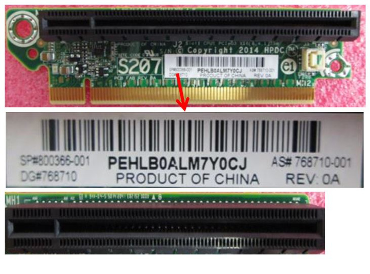 SPS-PCA PCIe x16 Riser 1U Apollo 2000 - 800366-001