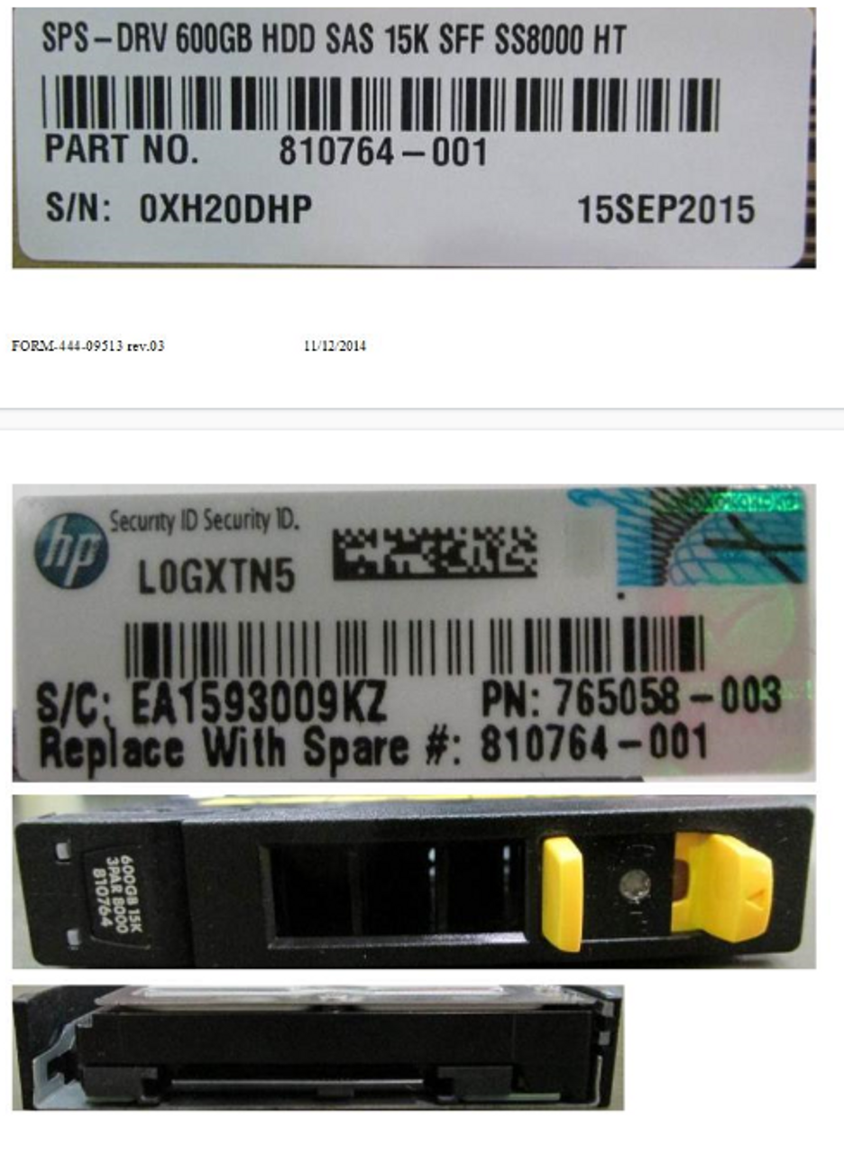 SPS-DRV 600GB HDD SAS 15K SFF SS8000 HT - 810764-001