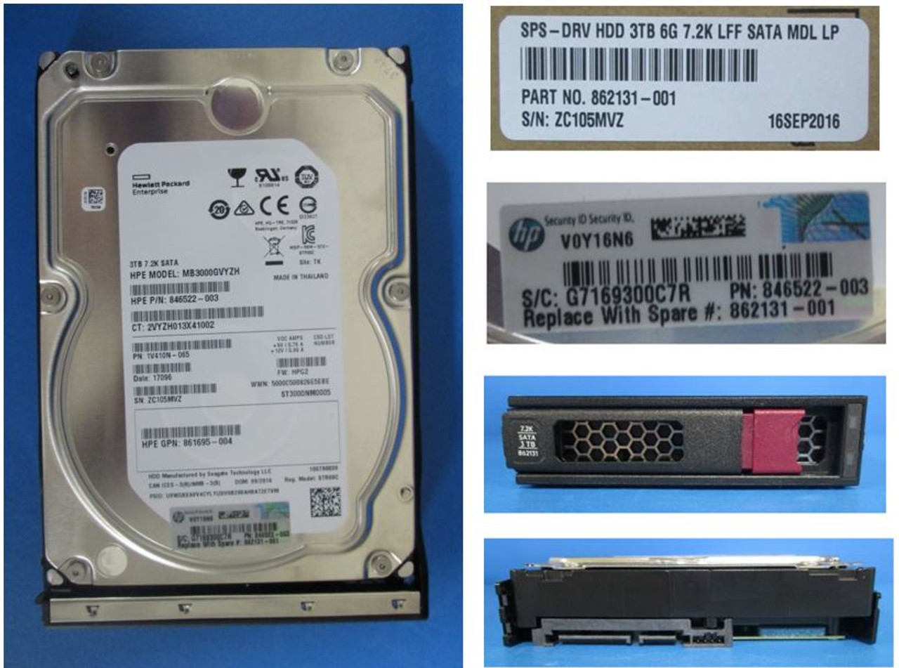 SPS-DRV HDD 3TB 6G 7.2K LFF SATA MDL LP - 862131-001