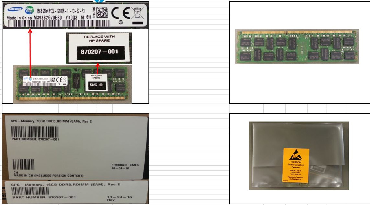 SPS-Memory; 16GB DDR3;RDIMM (SAM); Rev E - 870207-001