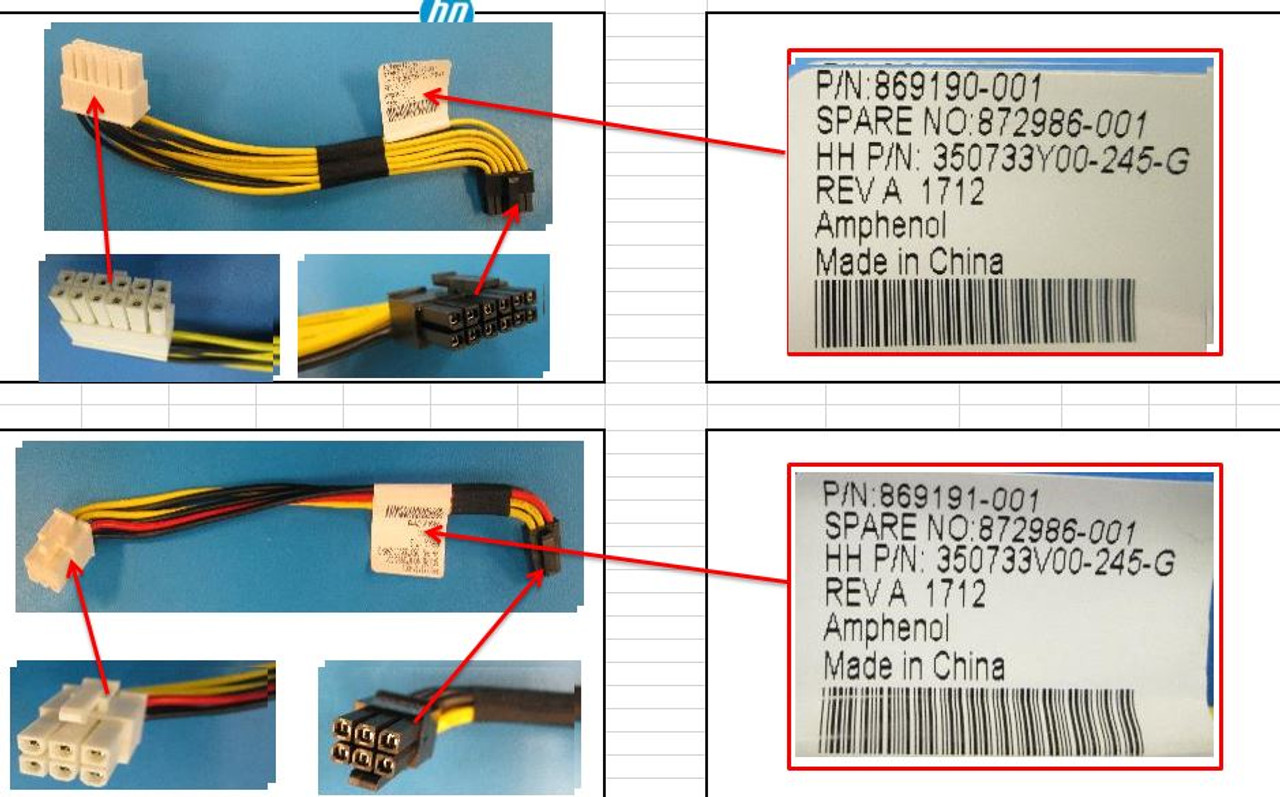 SPS-CableKit: MB Pwr1&2/SIG;Bdge Bd 2 - 872986-001