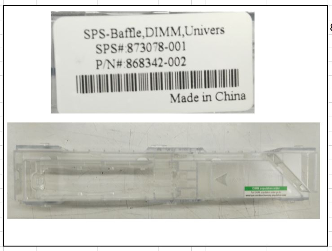 SPS-Baffle; DIMM; Univers; SY 480 Gen10 - 873078-001