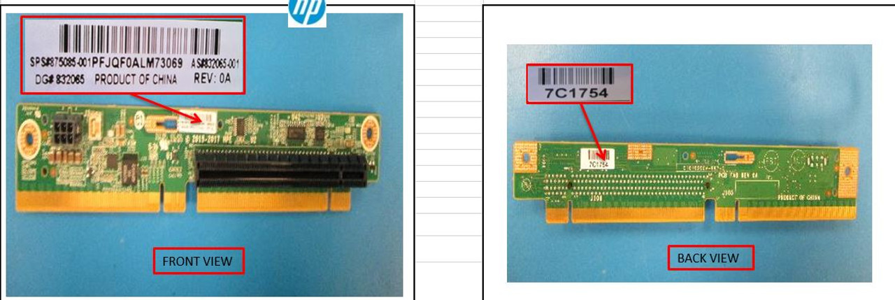 SPS-PCA 1-S x16 1U Riser - 875085-001