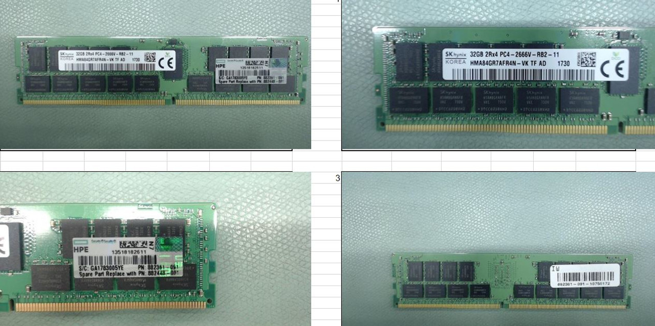 SPS-DIMM CL 32GB PC4-2666V-R; 2Gx4 - 882448-001