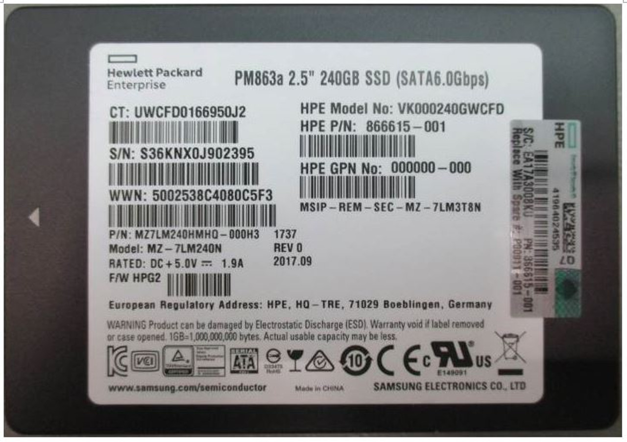 SPS-DRV SSD 240GB 6G SFF SATA RI PLP NHP - P00911-001