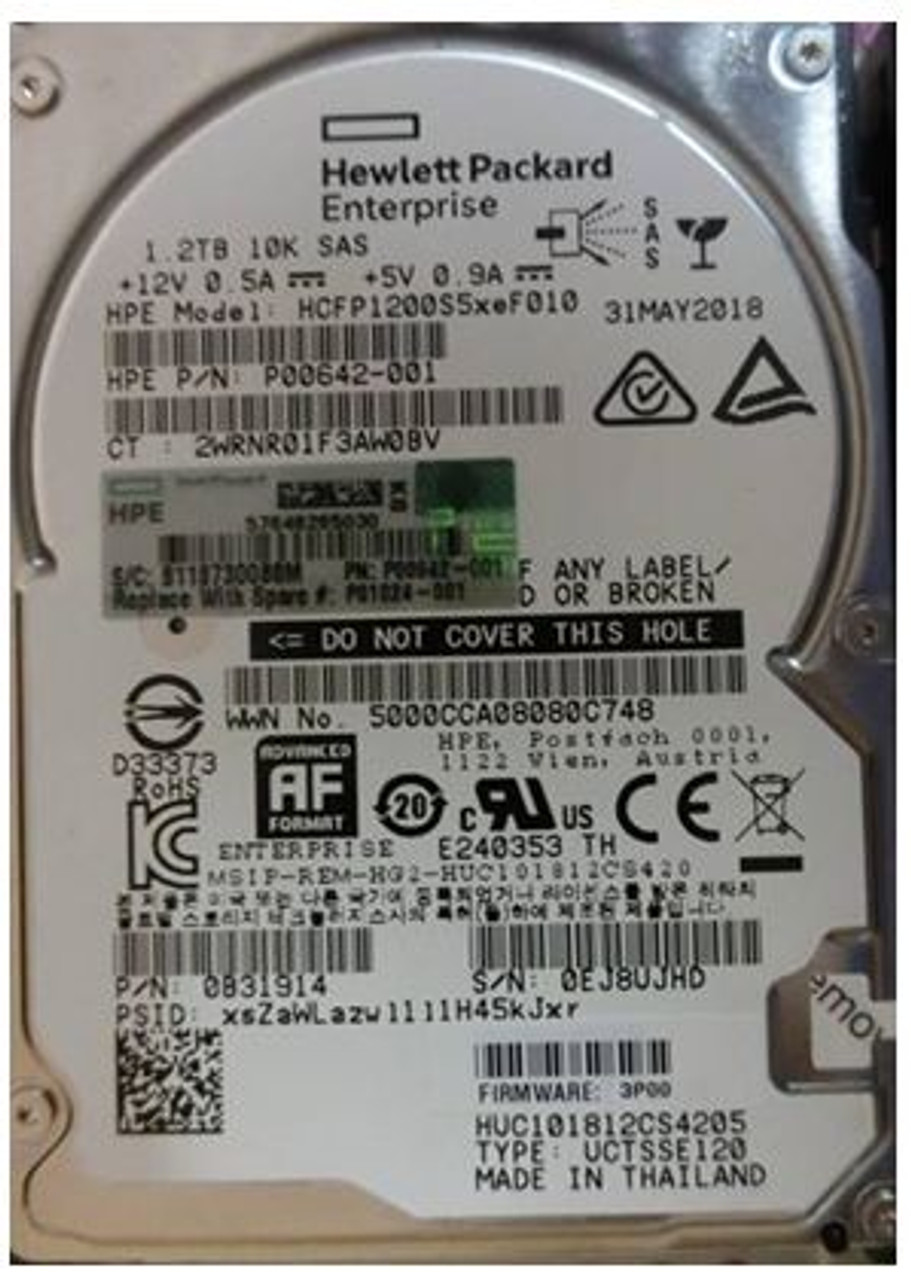 SPS-DRV 1.2TB SFF HDD 10K SS8000 FIPS - P01024-001