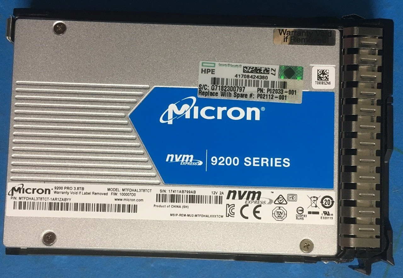 SPS-DRV SSD 3.8TB SFF NVMe X4 RI SCN Spc - P02112-001