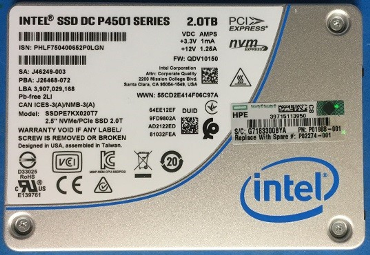 SPS-DRV SSD 2TB SFF 7 NVMe RI - P02274-001