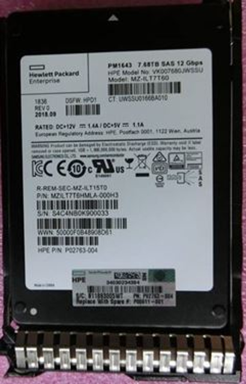 SPS-DRV SSD 7.68TB SFF SAS RI SC DS - P08611-001