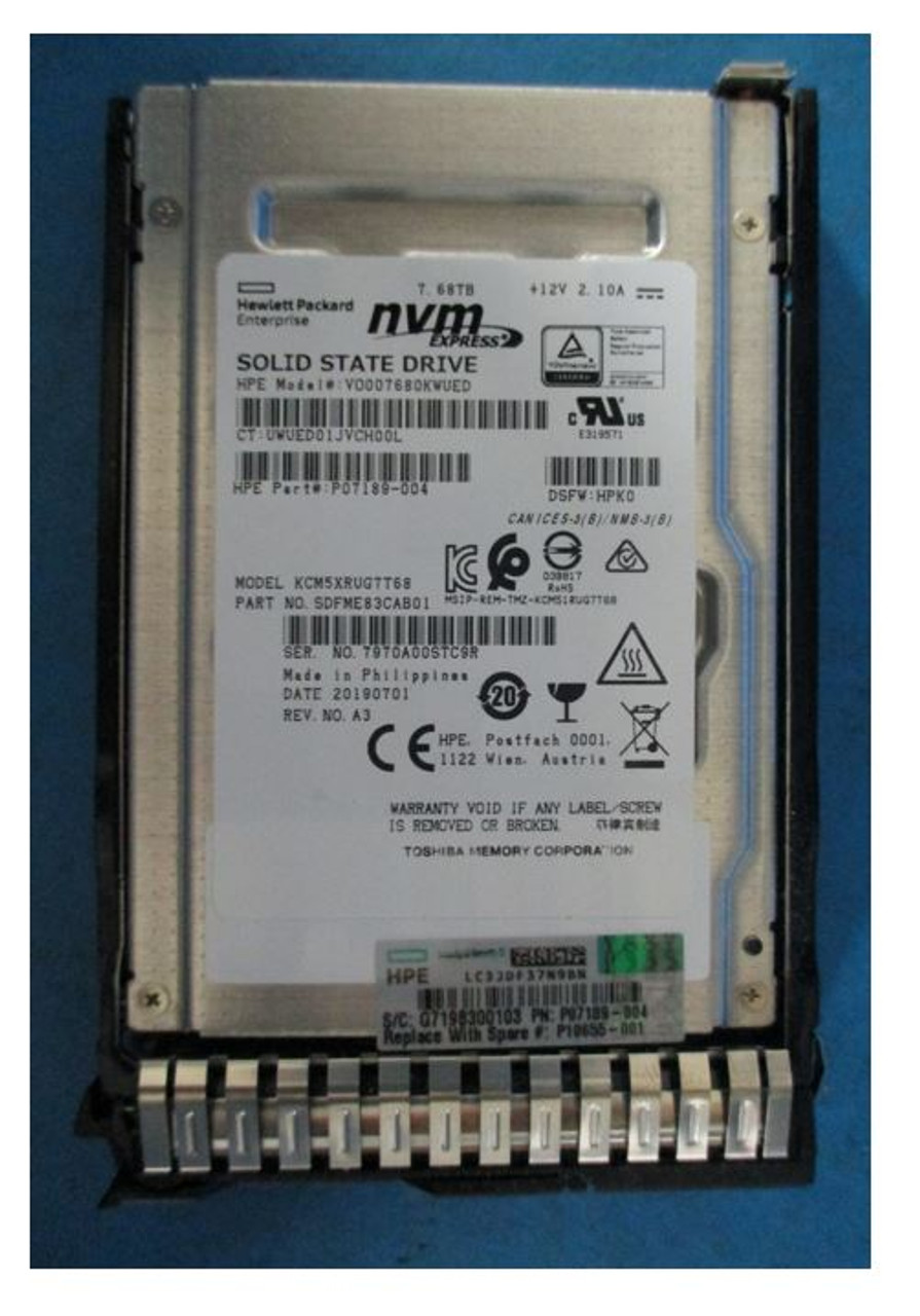 SPS-DRV SSD 7.68TB SFF NVMe x4 RI SCN DS - P10655-001