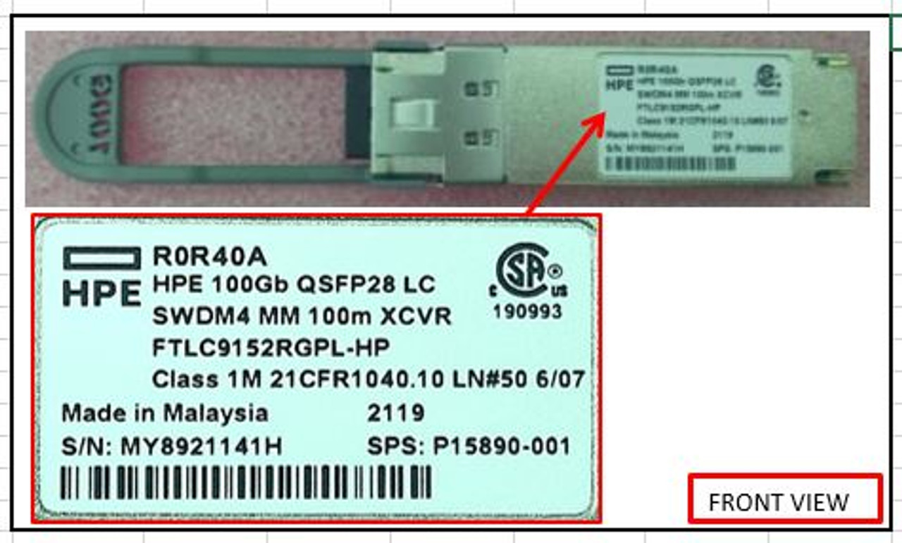 SPS-100Gb QSFP28 LC SWDM4 MM 100m XCVR - P15890-001