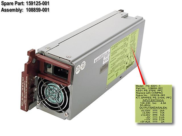 SPS-PWR SPLY;275W;HOT PLUG - 159125-001