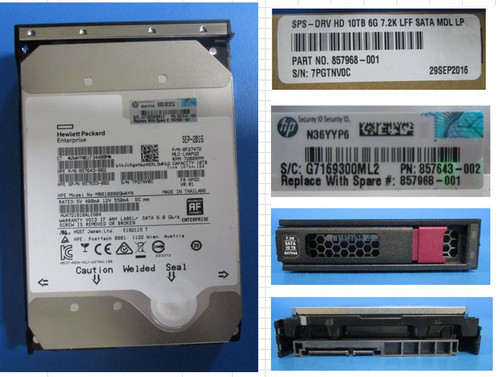 SPS-DRV HD 10TB 6G 7.2K LFF SATA MDL LP - 857968-001 SPS-DRV HD 10TB 6G 7.2K LFF SATA MDL LP - 857968-001