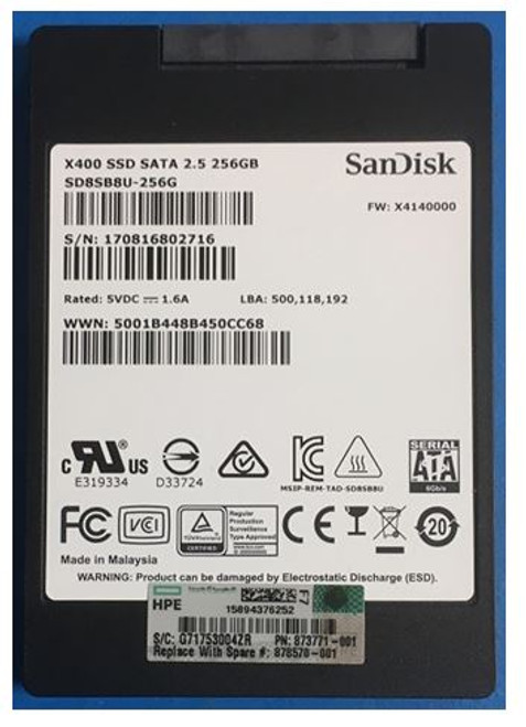 SPS-DRV SSD 256GB 6G SFF SATA - 878570-001