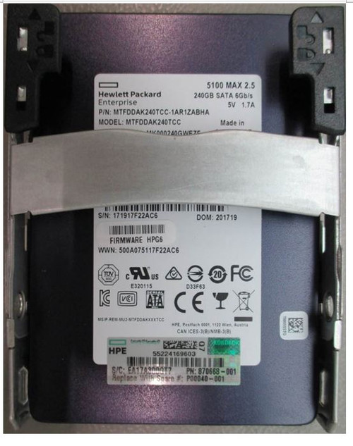 SPS-DRV SSD 240GB 6G SFF SATA MU QR - P00040-001 SPS-DRV SSD 240GB 6G SFF SATA MU QR - P00040-001