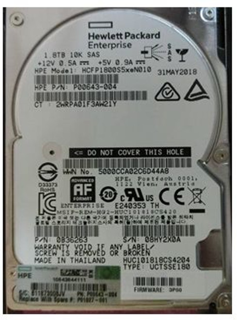 SPS-DRV 1.8TB SFF HDD 10K SS20000 - P01027-001
