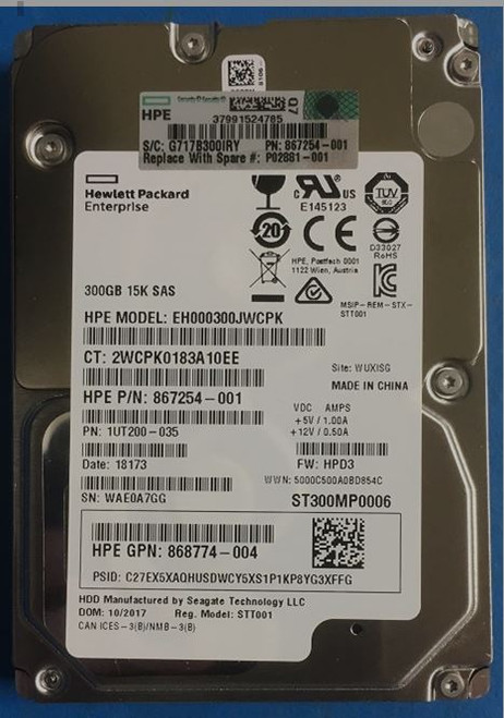SPS-DRV HDD 300GB 15K SFF SAS RW NHP DS - P02881-001