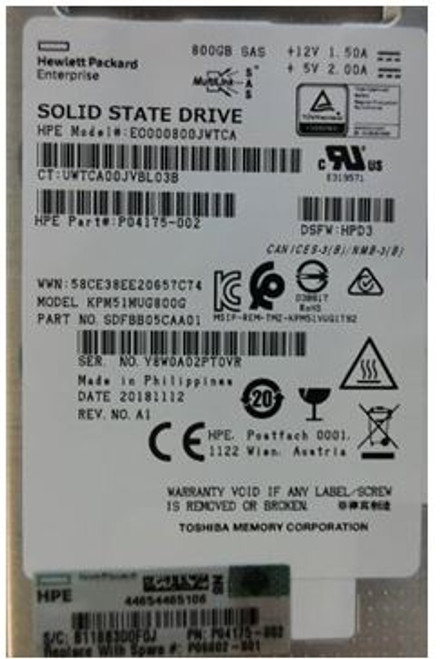 SPS-DRV SSD 800GB SFF SAS WI DS SC - P06602-001 SPS-DRV SSD 800GB SFF SAS WI DS SC - P06602-001