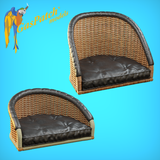 British Wicker Seat Full Back - Short and Tall With Small Leather Pad 1/72 (1+1)