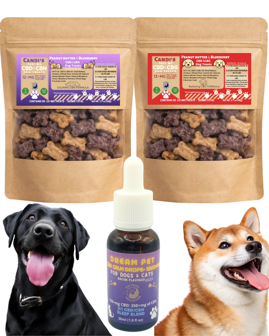 Dog Produdct Bundle- 1000mg tincture + 2 bags of treats! - Yin