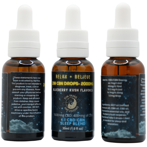 A  2000mg CBD and CBN potent tincture designed to help promote a sense of calm and relaxation.