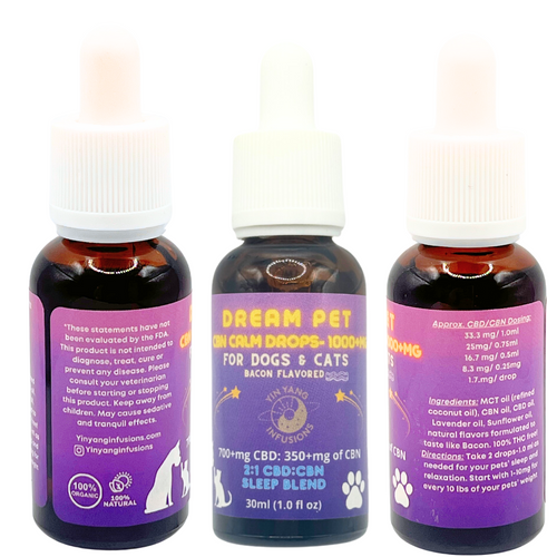 1,000mg CBD+CBN Dream Pet Tincture with lavender - Yin Yang Infusions