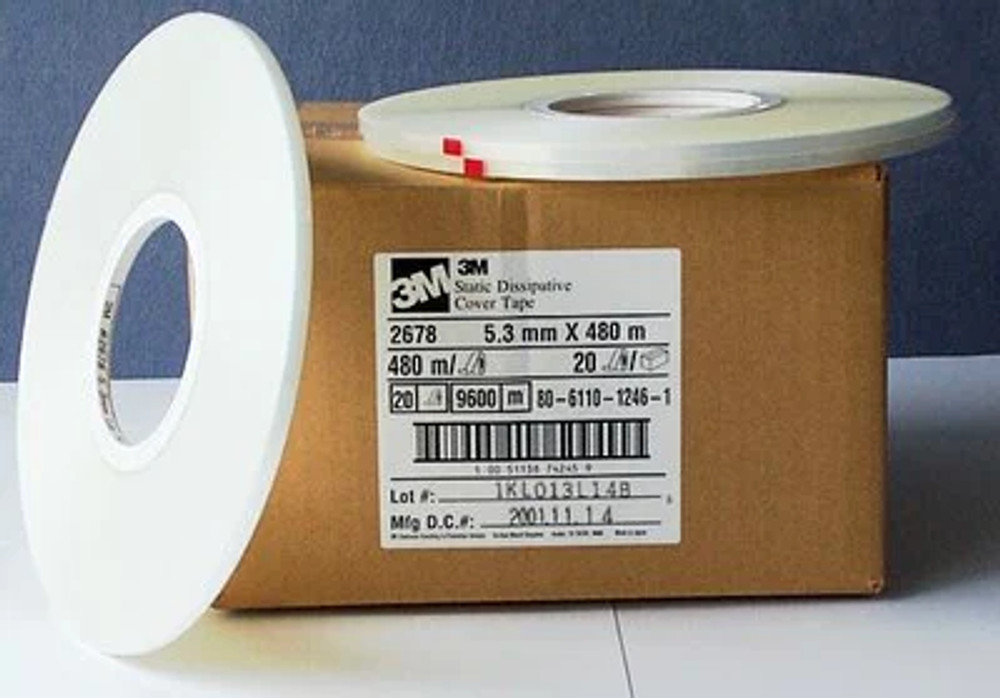 3M Static Dissipative Heat Activated Cover Tape 2678, 13.3 mm, 480 m/Roll, 32/Case 42770