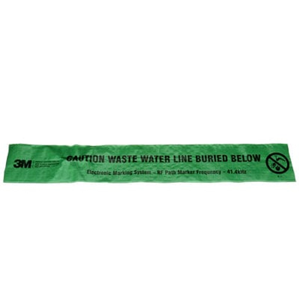 3M Electronic Marking System (EMS) Caution Tape 7904, Green, 6 in, Wastewater