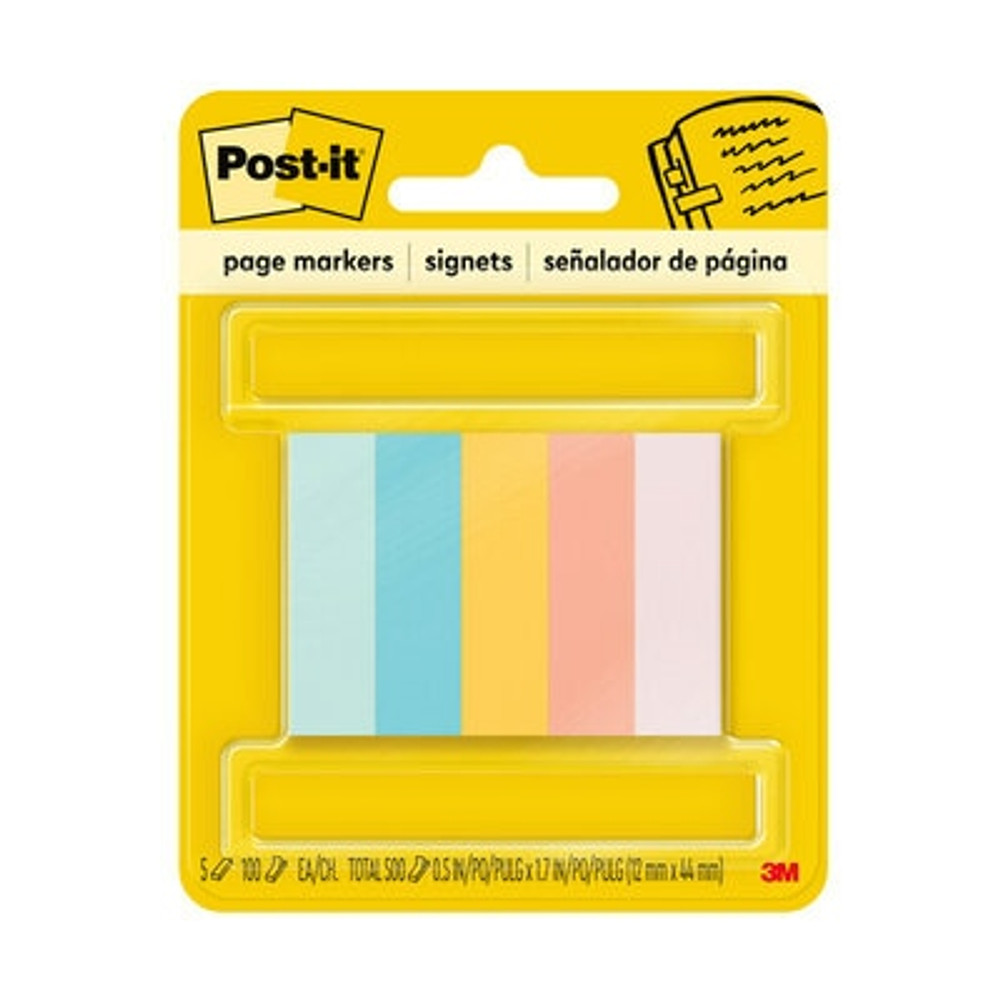 Post-it® Page Markers, 1/2 in X 1-3/4 in, Assorted Bright Colors