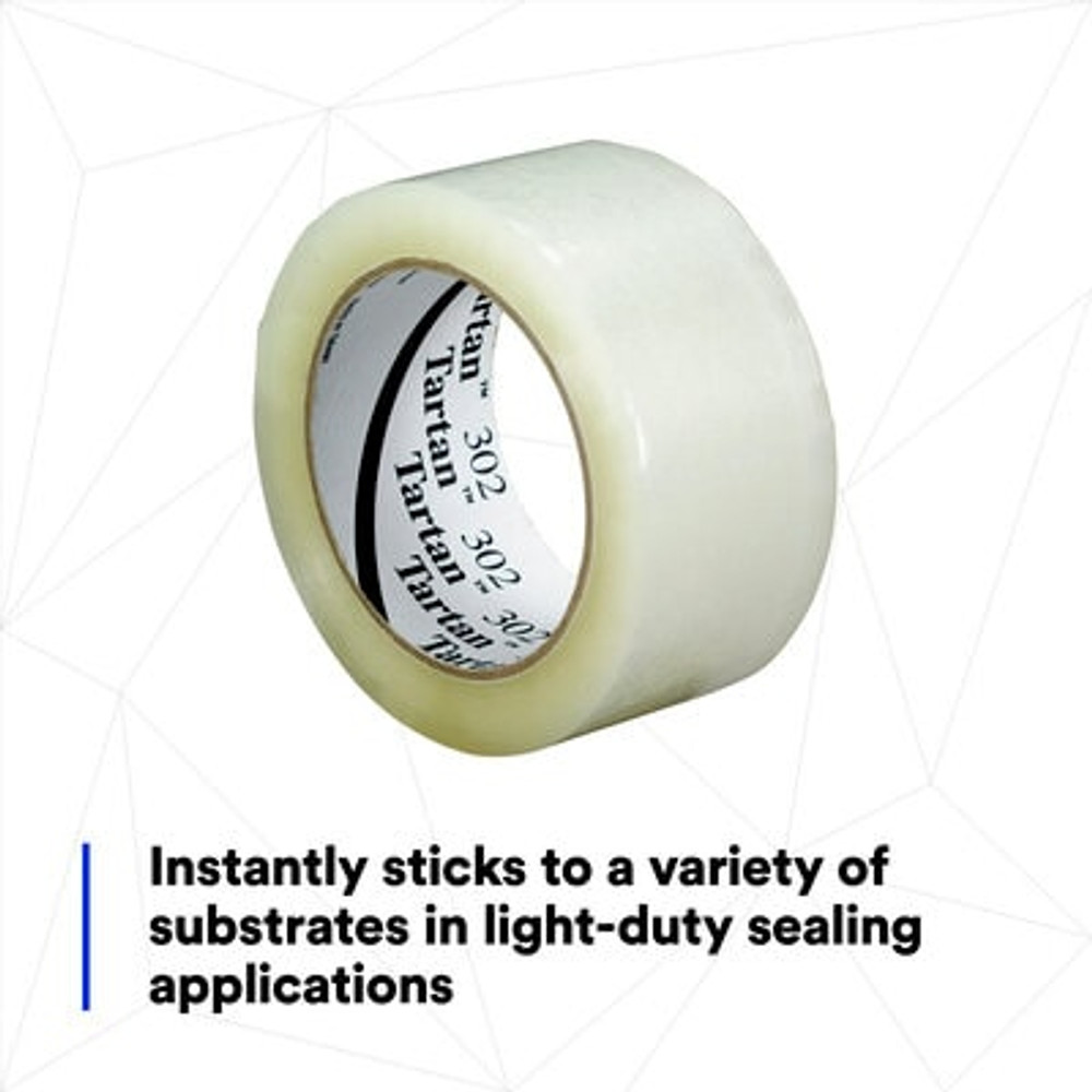 Tartan Box Sealing Tape 302, Clear, 72 mm x 100 m, 24 Rolls/Case