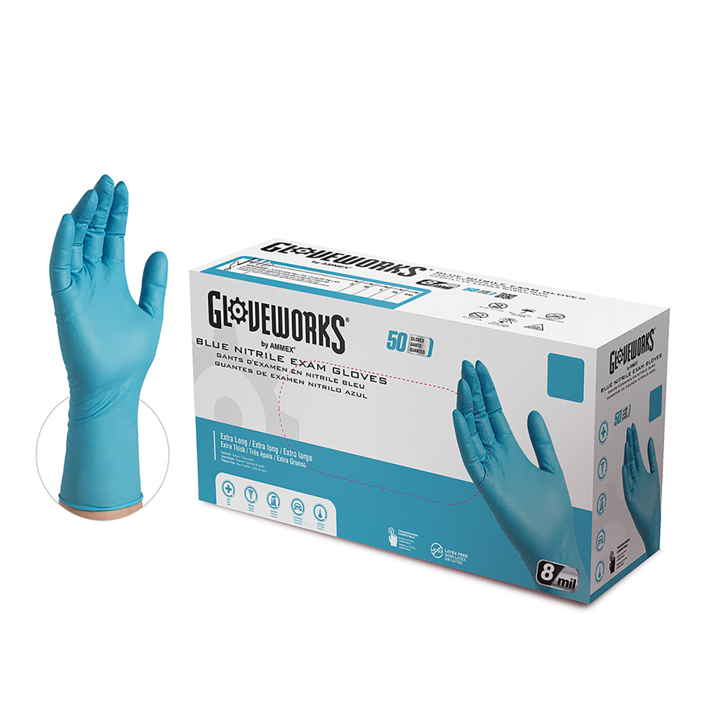 Gloveworks HD Nitrile PF Exam Gloves Large