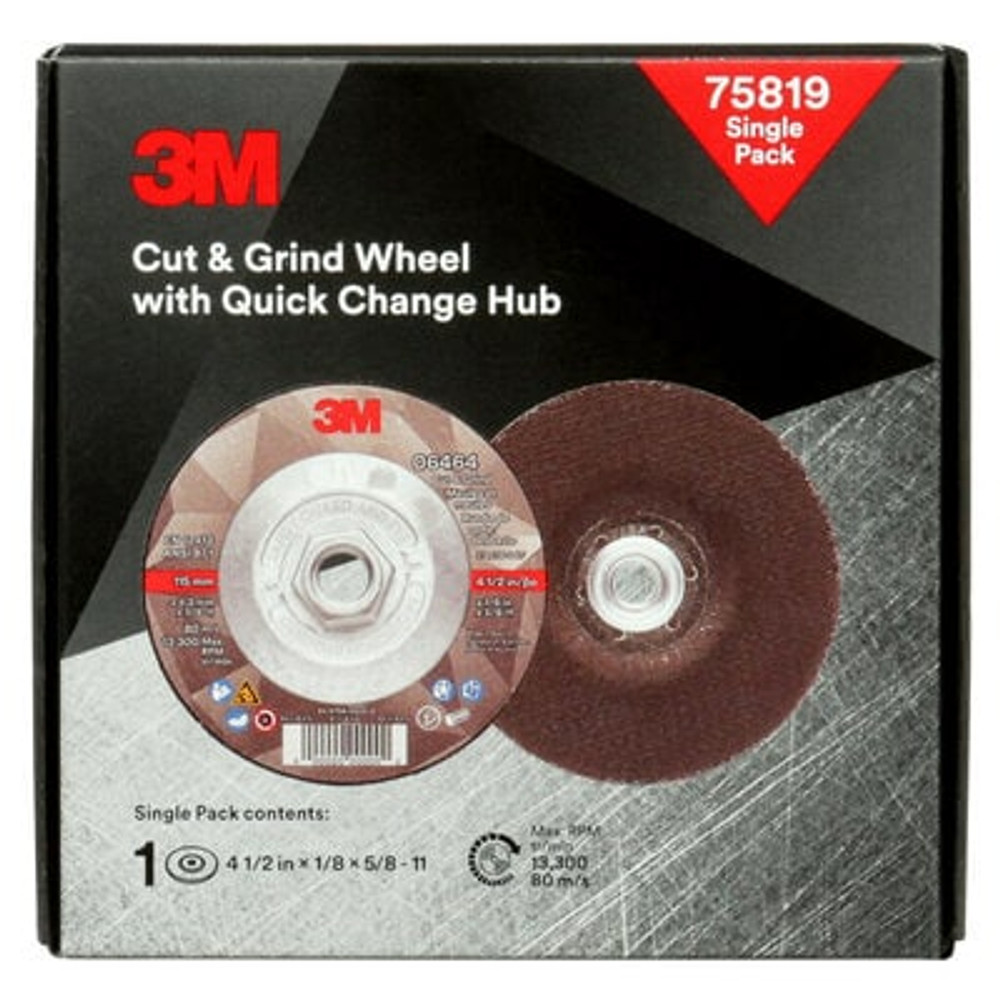 3M Cut & Grind Wheel, 75819, Quick Change, Type 27