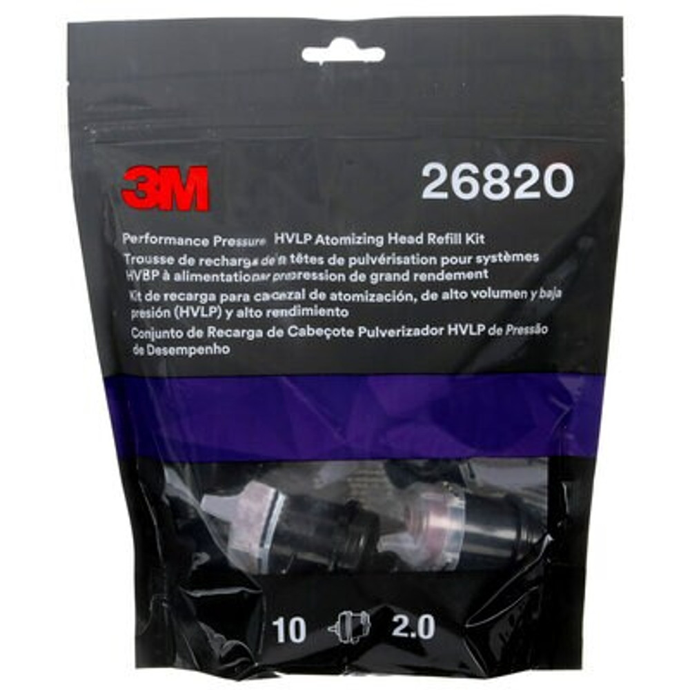 3M Performance Pressure HVLP Atomizing Head Refill Kit 26820, Red, 2.0, 10 pack, 5 Packs/Case