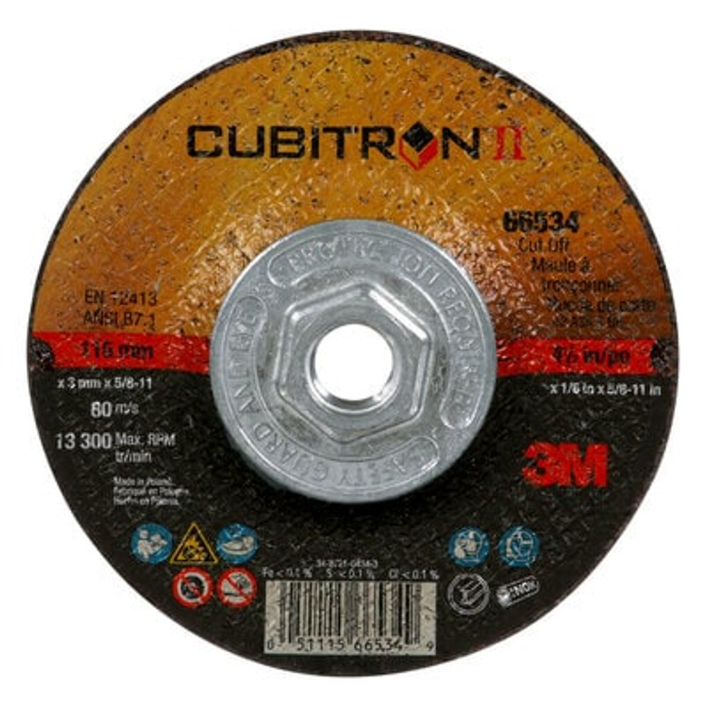 3M Cubitron II Cut-Off T27 QC,(66534) 4.5x.125x5/8-11in