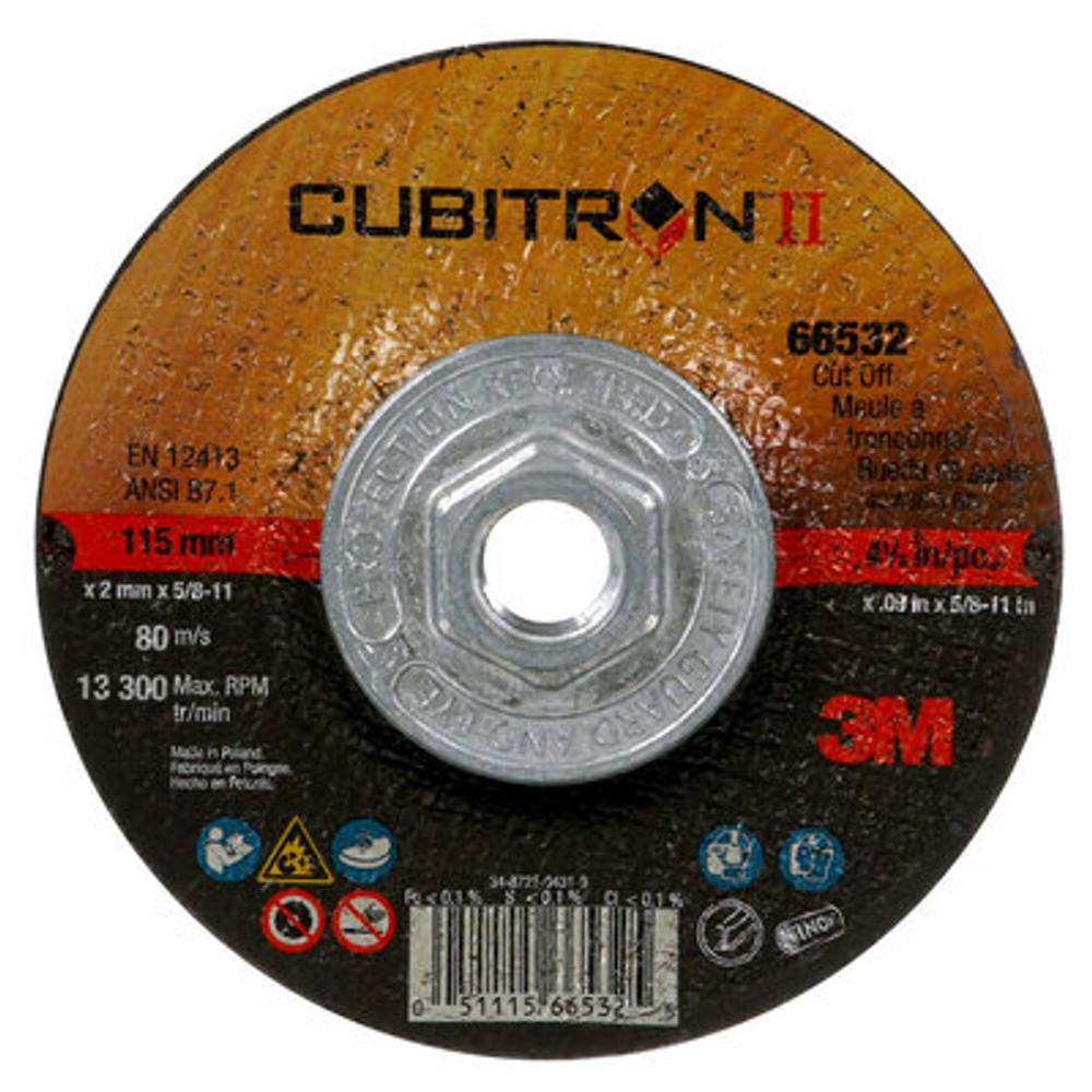 3M Cubitron II Cut-Off T27 QC,(66532) 4.5x.09x5/8-11in