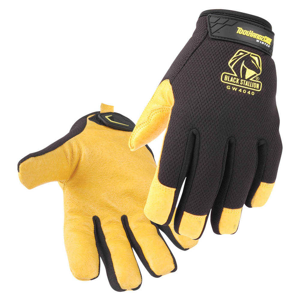 Black Stallion Tool HANDZ CORE PIG Grain LEATHER PALM WINTER MECHANIC'S GLOVES, COLOR BY, Size Small | Yellow