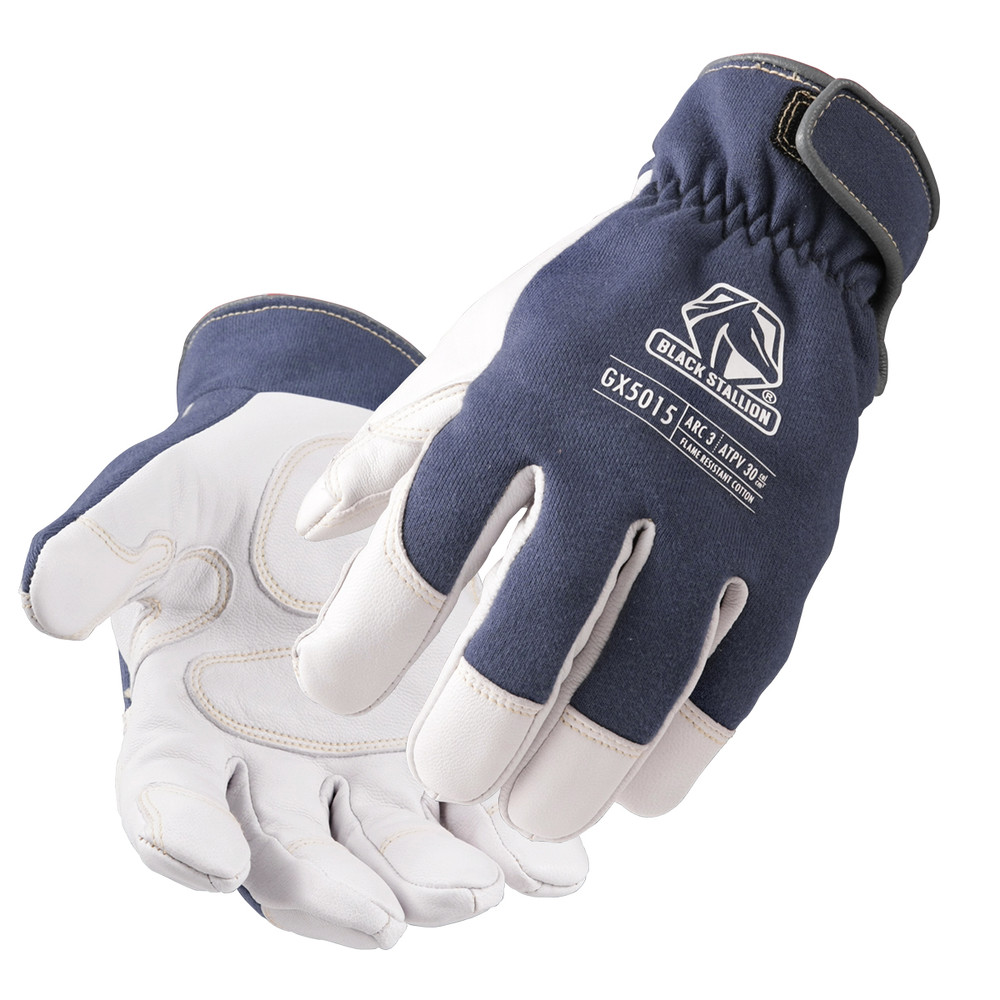 Black Stallion ARC RATED GOATSK in and Flame Resistant COTTON MECHANICS GLOVE, COLOR NW, Size Large, COLOR NW, Size Large | White/Navy