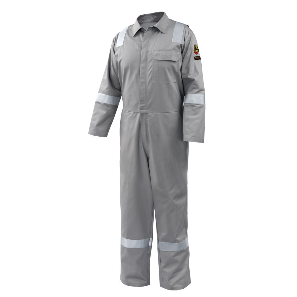 Black Stallion 7 oz FLAME-RESISTANT COTTON REFLECTIVE TAPE Coveralls (GRAY), COLOR GY, Size 3XL, COLOR GY, Size 3XL | Grey