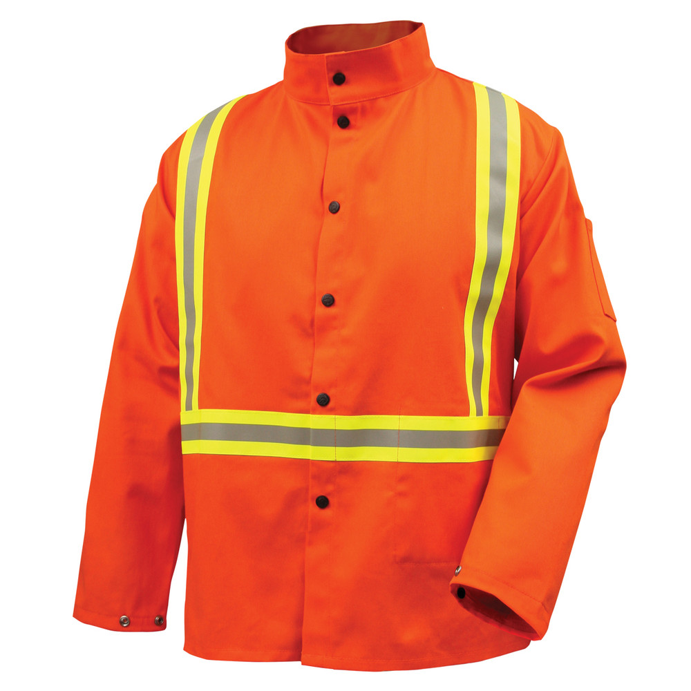 Black Stallion 9 oz Orange Flame Resistant Cotton 30 inch Jacket w/ Triple Reflective Size 4XL