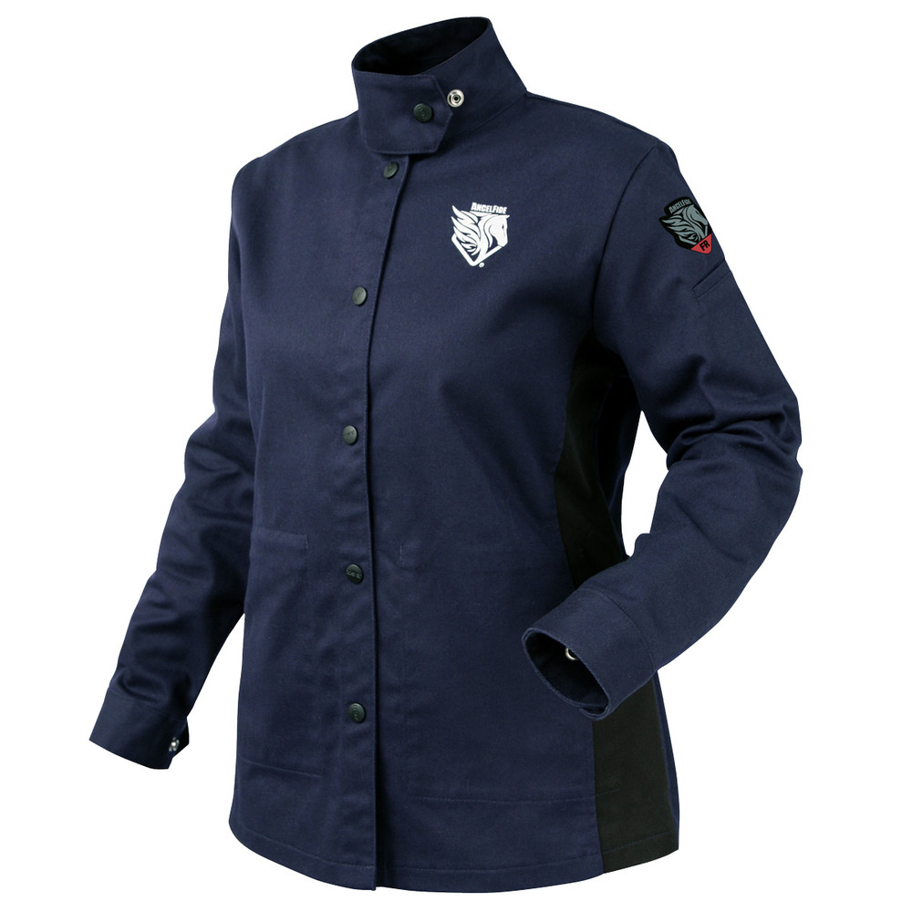 Black Stallion Angelfire Women's Flame Resistant Welding Jacket Size X-Small | Navy/Black