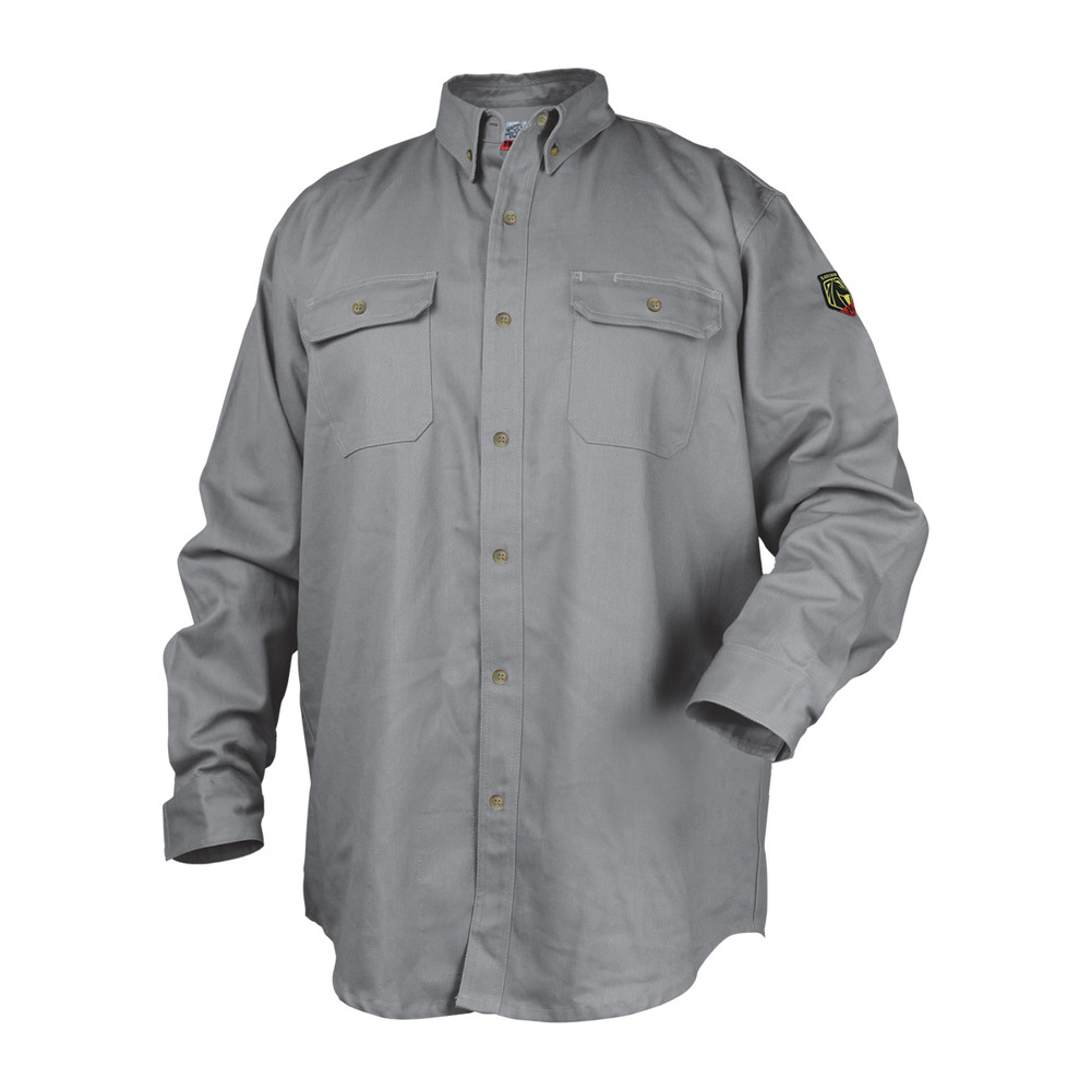 Black Stallion FR COTTON Gray Work SHIRT, COLOR GY, Size Large, COLOR GY, Size Large