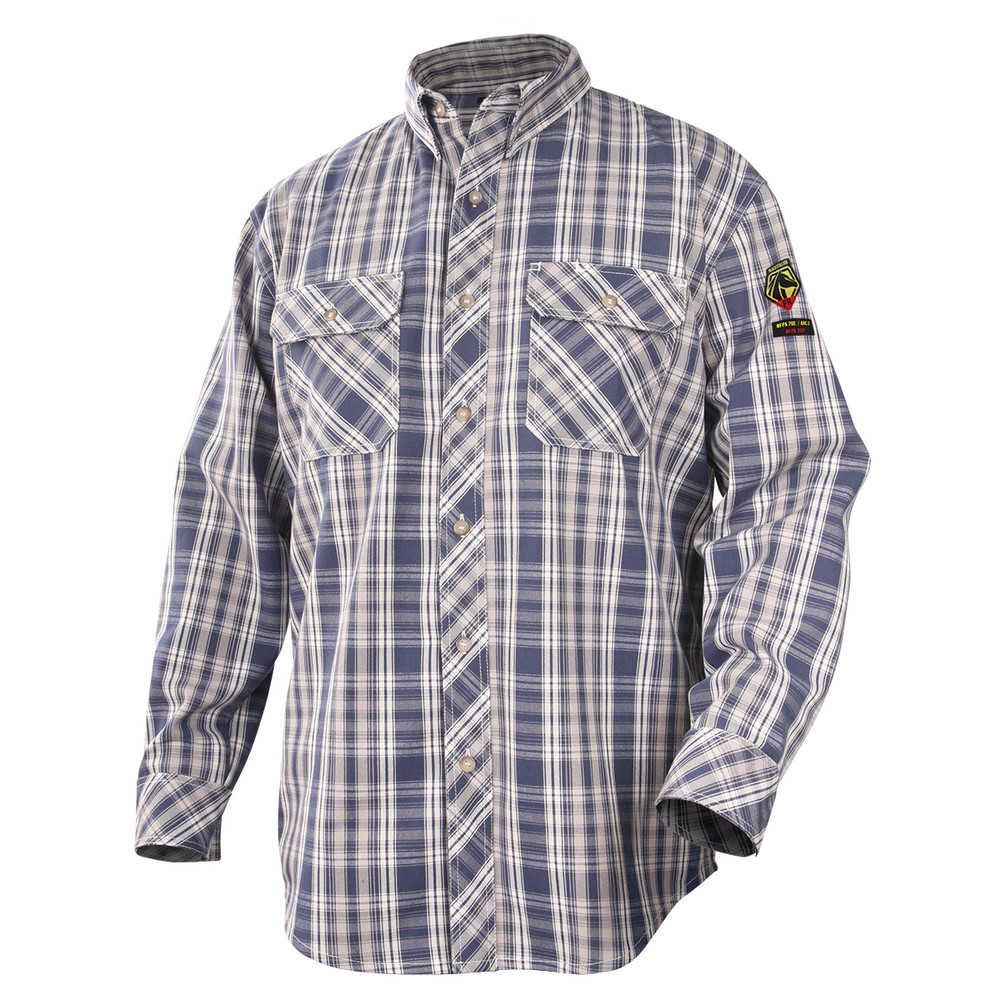 Black Stallion WF2110-PB Work SHIRT 7OZ PLAID BLUE, COLOR PB, Size X-Large