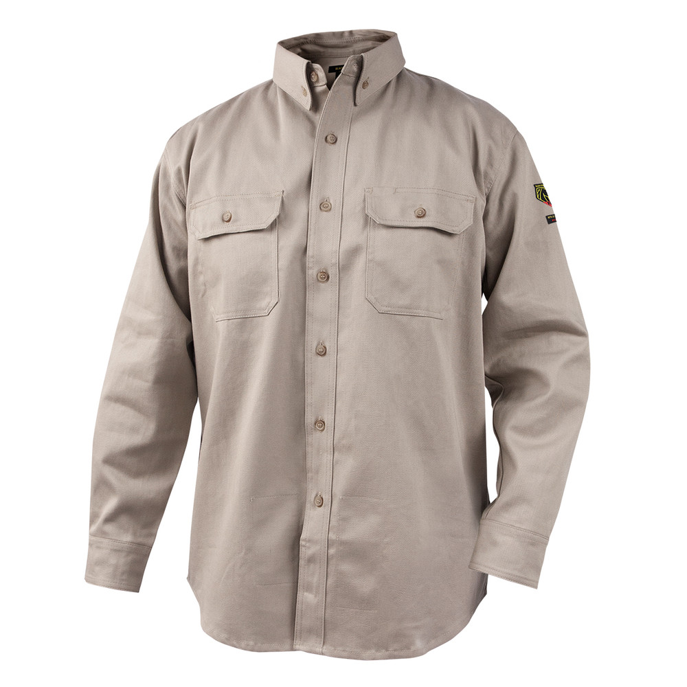 Black Stallion FLAME-RESISTANT 88/12 COTTON 7OZ Work SHIRT, COLOR ST, Size 2XL | Stone